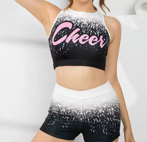 ชุดเชียร์ลีดเดอร์ผ้านุ่มพิมพ์ลายสำหรับผู้ใหญ่ชุดโทนสีของทีมของคุณวัสดุโพลีเอสเตอร์สแปนเด็กซ์ตามสั่ง - Product Image 4