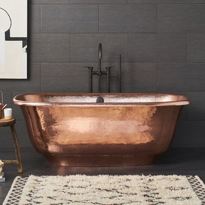Bañera de cobre con acabado negro, doble zapatilla, INTERIOR pulido - Product Image 2