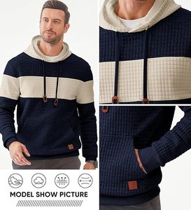 Women's Lightweight <b>Waffle</b> Knit Hooded Pullover Sweatshirt Long Sleeve Drawstring Solid Color <b>Block</b> Pocket Winter ODM XS Size - Product Image 3