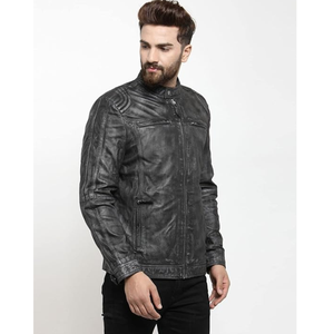 Veste en cuir de haute qualité pour hommes, coupe ajustée, décoration de poche avec col, vêtements d'hiver - Product Image 2
