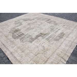 Alfombra vintage extragrande de 11.1x12.3 pies, alfombra turca gris con motivos de plantas y árboles - Product Image 2