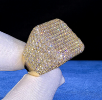 Bague en or véritable 9K 10K 14K 18K Hip Hop Fine Jewelry Iced Out Paved VS VVS GIA IGI Certified HPHT Lab Grown Diamond Square Ring for Men