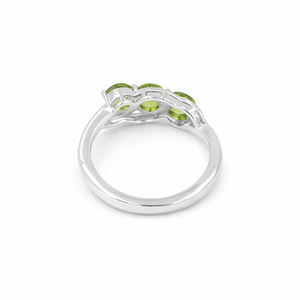 925 Sterling Silver Three <b>Stone</b> Peridot Ring Round Green Gemstones Modern Designer Jewelry - Product Image 6