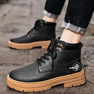 Chaussures de travail montantes noires pour hommes avec semelle antidérapante résistante à l'usure, adaptées à une utilisation en extérieur au printemps et en automne - Product Image 6