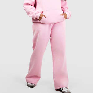 Conjunto Deportivo de Invierno para Mujer, Talla Grande, Color Sólido, 100% Algodón, Sudadera con Capucha y Pantalones Jogger de Dos Piezas - Product Image 4