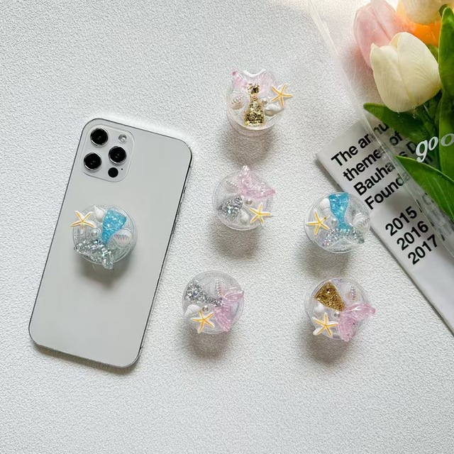 Japanese Ins Wind Mobile Phone Bracket Adhesive Telescopic Portable Sea Star Shell the Shelled Mermaid Shimmers