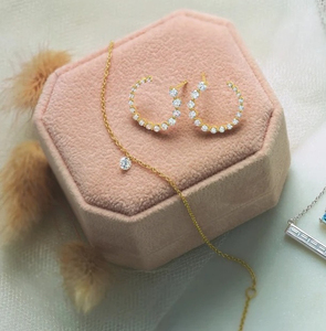 12mm Gradué Or Blanc Or Jaune Avant-Arrière 14K 18K Moissanite Boucles d'Oreilles Diamant (paire) - Product Image 3