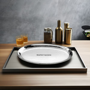 Bandeja Ovalada Decorativa para Servir, Diseño Martillado, Acabado Plateado, Alta Calidad, para Restaurantes, Hoteles y Fiestas - Product Image 5