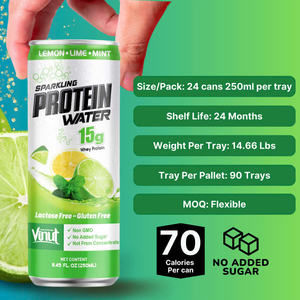 VINUT Trending Sparkling <b>Protein</b> <b>Water</b> Aroma Lemon Lime Mint 250ml Carbonated Drinks OEM ODM Customization Low MOQ Free Sample - Product Image 2