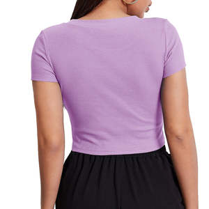 Respirant 2024 personnalisé OEM décontracté femmes solide blanc haut court t-shirt femmes été à manches courtes haut court t-shirt - Product Image 1