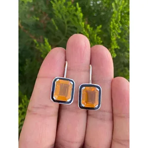 Pendientes de Plata 925 con Ópalo de Fuego y Esmalte, Accesorio de Moda - Product Image 1