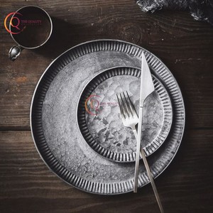 Plateau de service de table galvanisé de forme ronde fait à la main plateau de nourriture plaqué décoratif meilleurs plats et assiettes fournitures - Product Image 5