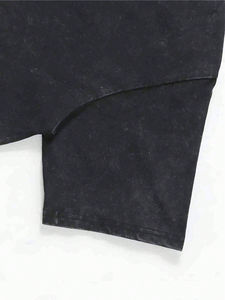 T-shirts légers en coton 100% délavés à l'acide pour hommes Haut respirant avec motif tendance solide - Product Image 5