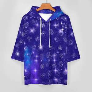 Sweat à capuche imprimé en 3D personnalisé pour hommes, sweat-shirt avec logo brodé à cordon de serrage, chemise à capuche à manches courtes pour l'hiver et l'été - Product Image 3