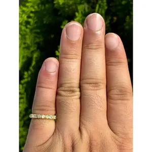 925 Silver Eternity Half Band <b>Ring</b> Moonstone Opal <b>Dainty</b> Platinum Jewelry for Everyday Wear Promises 14k Metal Purity Rhodium - Product Image 4