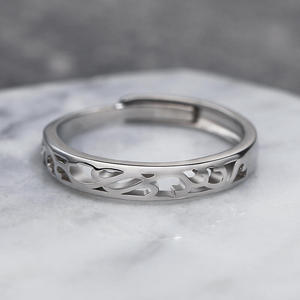 Vintage Sterling Silver Men's Band with Endless Love Vine Flower Design Adjustable Anniversary <b>Ring</b> - Product Image 4