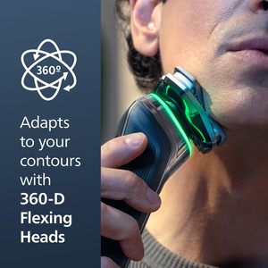 Afeitadora Eléctrica Inteligente con Sensor, para Uso en Seco/Húmedo, con Triple Cuchilla, Sistema de Afeitado Rotatorio Cromado Oscuro, Recortadora Pop-Up y Función de Limpieza - Product Image 4