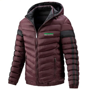 Premium Quality Men's Waterproof Windproof <b>Nylon</b>/Polyester Puffer Jacket Light Weight Custom Logo Stand Collar Plus Size Hooded - Product Image 1