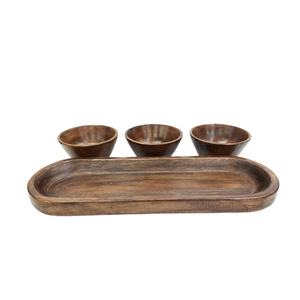 ชุดถาดไม้มะม่วงพร้อมโบว์3ชั้นสติกเกอร์หลายสีเคลือบและสีธรรมชาติงานหัตถกรรมสไตล์โมเดิร์น - Product Image 4