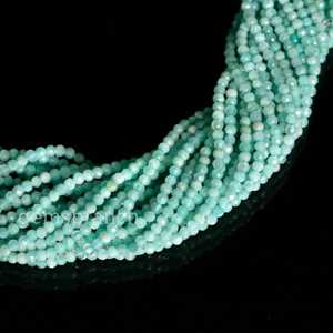 ลูกปัดพลอยอเมซอนไนต์ธรรมชาติขนาด2มม. สำหรับทำเครื่องประดับขายส่งลูกปัดกลมหินอะเมซอนไนท์ขนาด13" - Product Image 5