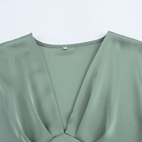 Robe longue en satin soyeux décontractée pour femmes, mode été, 6 coloris, col en V, manches courtes, empire, en mousseline, crayon, pour le printemps
