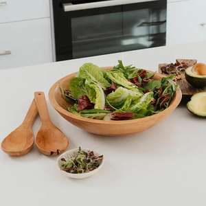 Bol en bois solide fait à la main personnalisé nouvel article de cuisine écologique pour la salade et le service d'aliments grand bol en bois de l'Inde - Product Image 4