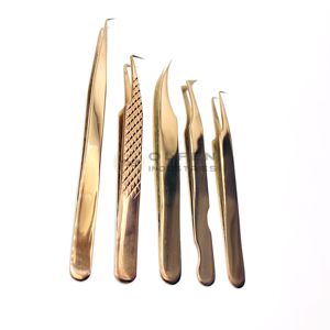 Plasma Rose Gold Eyelash Extension <b>Tweezers</b> Titanium Coated Volume Lash <b>Tweezers</b> - Product Image 5