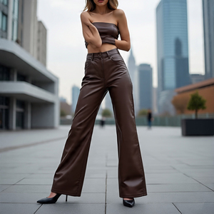 กางเกงเลกกิ้งหนังแกะขายาวแบบขากว้างสำหรับผู้หญิงกางเกงเลกกิ้งหนังแท้คุณภาพสูงกันลมสำหรับผู้หญิง - Product Image 5