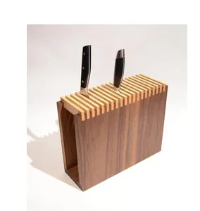 Portacoltelli in legno di Acacia di qualità superiore design moderno artigianato molte slot porta coltelli in legno con logo personalizzato