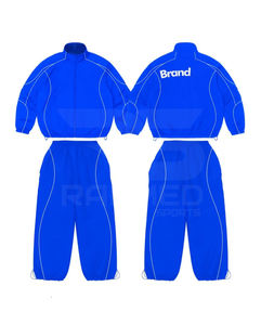 ชุดวอร์มกันลม ผ้าไนลอน 100% กางเกงขายาวและเสื้อแจ็คเก็ตมีซิป โลโก้ DTF กันน้ำ แถบสะท้อนแสง ชุดวอร์มกันลม - Product Image 1