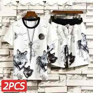 NOVEDAD DE VERANO 2025, conjunto deportivo informal de dos piezas a la moda para hombre, camiseta de manga corta con patrón sólido, pantalones cortos, estilo callejero para otoño - Product Image 6