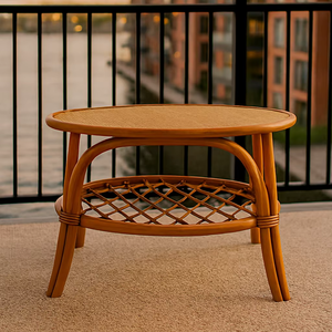 Belle table à manger d'extérieur en rotin, meubles minimalistes durables faits à la main avec une texture naturelle unique pour une utilisation hôtelière - Product Image 4