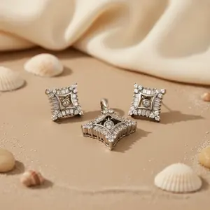 Classic Silver Diamond Pendant & Earrings <b>Set</b> with Zircon Gold Rose Gold & Platinum Plating <b>for</b> <b>Women</b> Party Gift <b>Jewelry</b> - Product Image 3