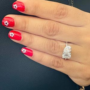 แหวนหมั้นเพชรโมอิสเพชรรูปลูกแพร์และมรกต14K - Product Image 3