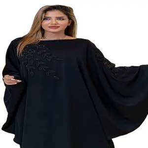 langer Rock große lockere Stickerei Abaya Damen muslimisches Kleid Abaya Dubai muslimisches Abendkleid mit mehrfarbigem