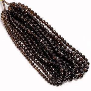 Cuentas de cuarzo ahumado, cuentas redondas de piedras preciosas de cuarzo ahumado, cuentas facetadas de cuarzo ahumado, cuentas de piedras preciosas de cuarzo ahumado para la fabricación de joyas - Product Image 1