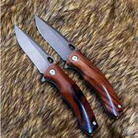 Couteau pliant Crucible Wootz Steel 60 HRC, traité thermiquement sous vide, manche en bois de fer du désert, 18 cm, ouverture par flipper, trou pour le pouce, couteau de poche