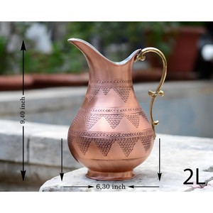 Jarra hecha a mano Nuevo diseño de mesa Superventas Almacenamiento de agua Cobre Metal Mango Jarra de alta calidad - Product Image 3