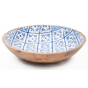 WHOLESALE DECORATIVE SOLID <b>ENAMEL</b> PRINT MANGO WOODEN <b>BOWL</b> FRUITS or CHOCOLATE SERVING <b>BOWL</b> for HOME & HOTELS - Product Image 3