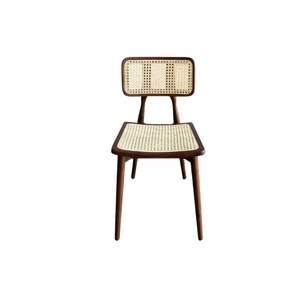 Silla de Comedor de Madera Maciza de Teca y Ratán, Diseño Moderno y Minimalista, para Comedores, Hoteles y Restaurantes - Product Image 1
