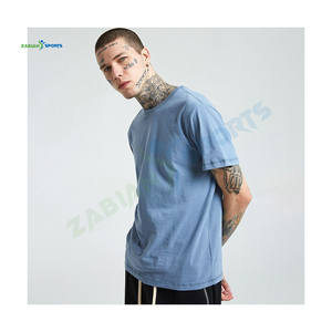 Nueva camiseta de gimnasio de palangre ajustada 95% algodón 5% para hombre-Camiseta larga de punto ajustada con dobladillo Curvo - Product Image 4