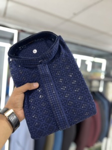 <b>Men's</b> Heavy Rayon Kurt with Lakhnawi and Sequence Work for Online Sale - Product Image 3