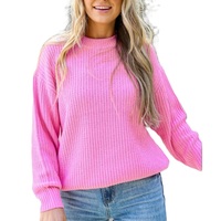 Pull tricoté décontracté pour femme, col rond, couleur unie, 100 % acrylique anti-boulochage, manches longues, collection automne-hiver, best-seller