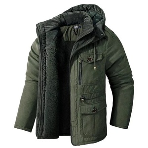 Chaqueta de Invierno para Hombre, Cálida, con Capucha de Forro Polar, Informal, para Exteriores, con Cuello Alto, Impermeable, Transpirable, de Secado Rápido, Rellena de Algodón - Product Image 1