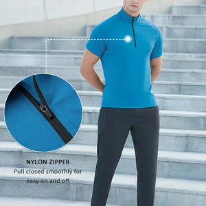 Top de entrenamiento atlético de secado rápido para hombre, camisa deportiva con patrón a cuadros, manga corta, pantalones cortos de baño de punto que absorben la humedad, compatibles - Product Image 4