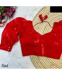 ผู้หญิงสวมเสื้อเบลาส์ดีไซเนอร์แฟนซีหลายสีสวมใส่ในงานแต่งงานและชุดปาร์ตี้เสื้อเบลาส์ผ้าไหมอินเทรนด์สําหรับเลฮงะชอลีและส่าหรี - Product Image 1