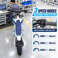 Moto électrique tout-terrain 48V, vitesse maximale 35-45 km/h, style Mecha bicolore blanc-bleu avec moteur sans balais