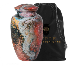 Handcrafted Aluminum Cremation <b>Urns</b> with Meena Coating <b>Large</b> (220 cu in) & Keepsake (3 cu in Engravable Metal cremation <b>urns</b> - Product Image 1