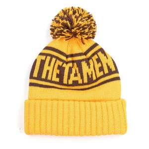 Iota Phi Theta 1963 Knit Beanie <b>Hat</b> Brown and Gold Winter <b>Pom</b> Cuff Cap Greek Life Fraternity Cold Weather Headwear - Product Image 2