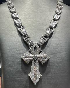 Colgante de Cruz personalizado de plata 925, Diamante de moissanita redondo, joyería de Hip Hop, collar con abalorio helado, regalo de cumpleaños - Product Image 6